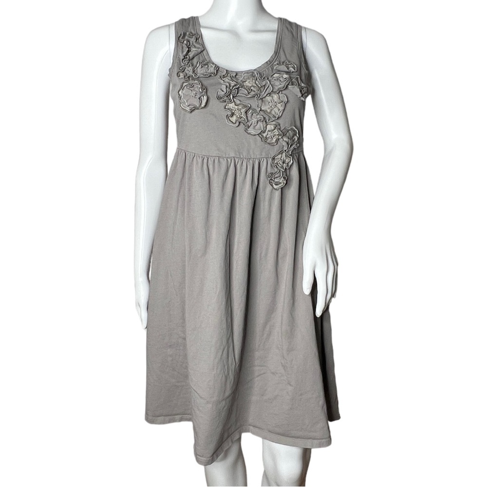 Garnet Hill Womens Florette Tank Dress Gray Fit & Flare Sleeveless Scoop Neck